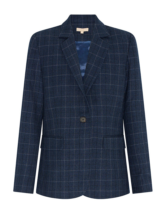 Blue checkered blazer on a white background