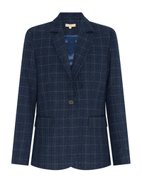 Blue checkered blazer on a white background