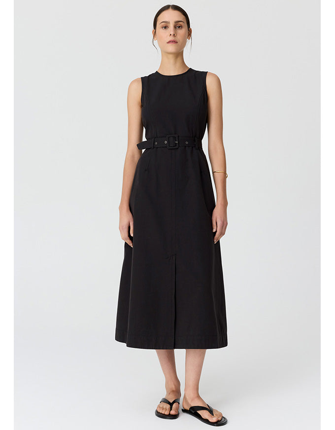 Lira Belt Dress - Off Black