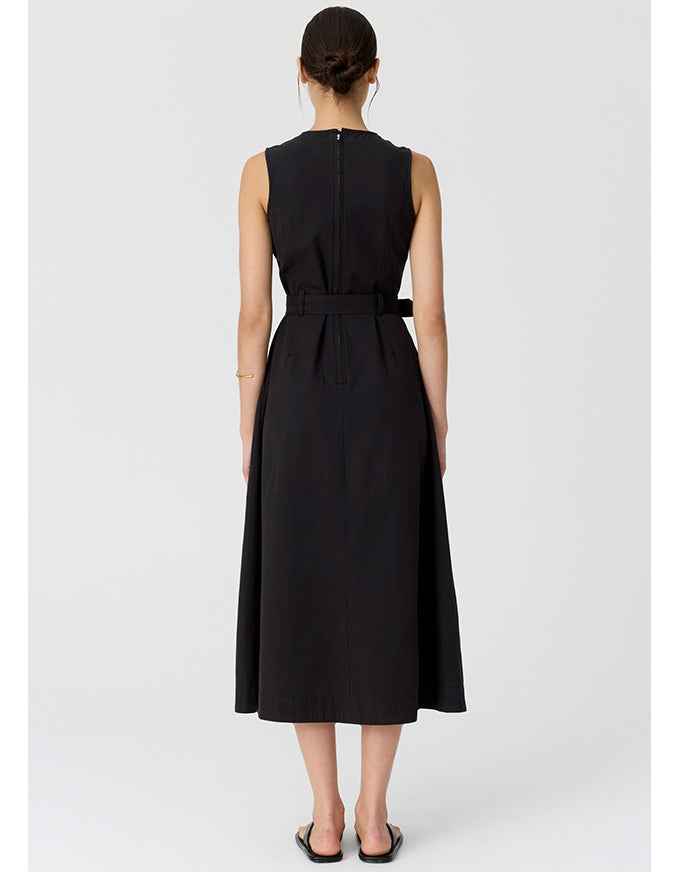 Lira Belt Dress - Off Black