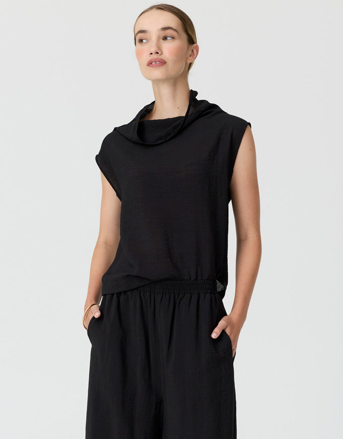 Fennel Cowl Neck Top - Black