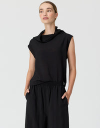 Fennel Cowl Neck Top - Black