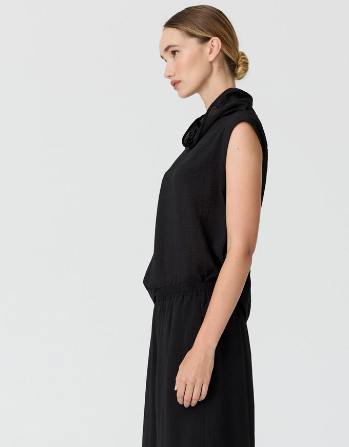 Fennel Cowl Neck Top - Black