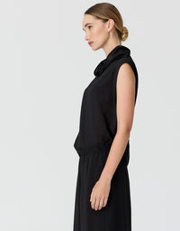 Fennel Cowl Neck Top - Black