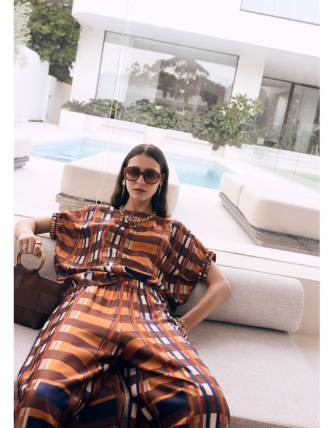 Lattice Top - Amber Check