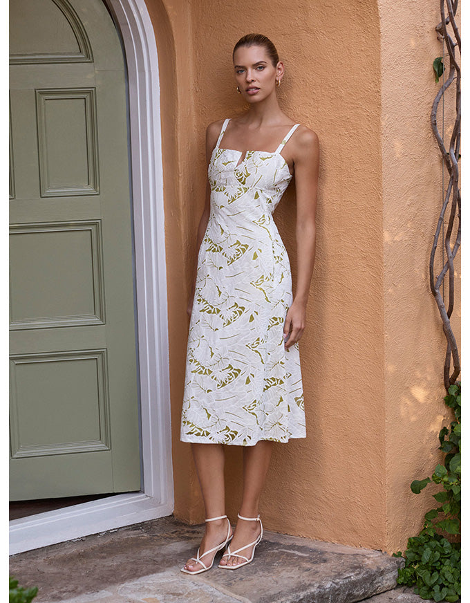 Palm Midi Dress White-Citrus