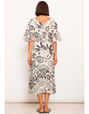 Paradise Bias Dress Palm Print