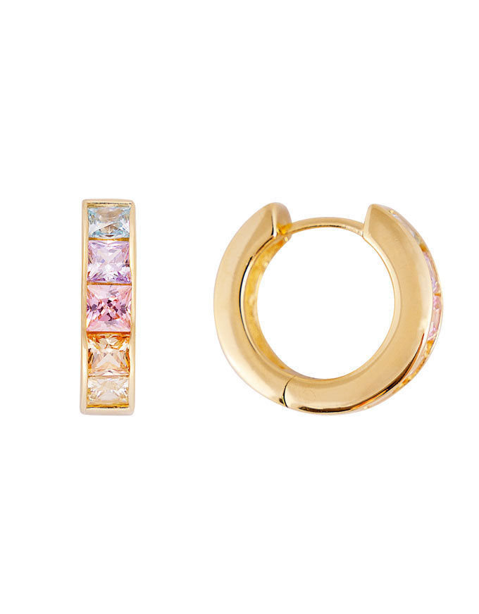 Pastel Ombre Midi Hoops Gold