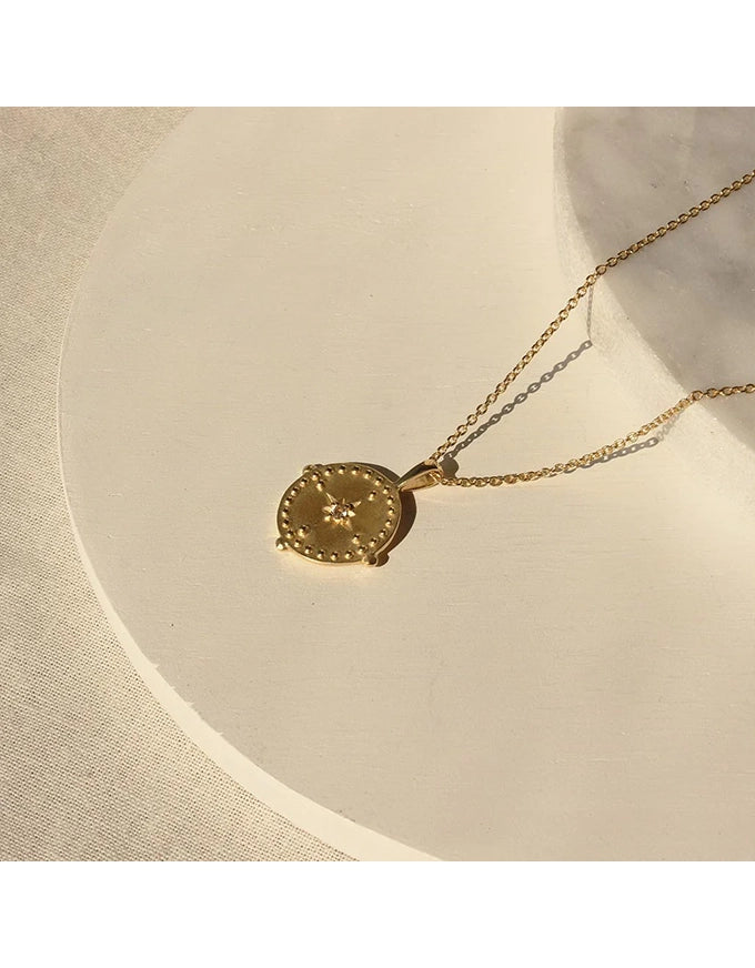 Into The Light Disc Necklace 18KT YGP