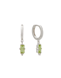 Huggies w Hanging Peridot Baguette - Silver