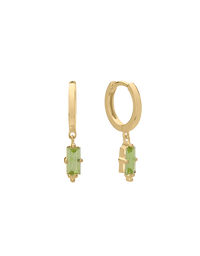 Huggies with Hanging Peridot Baguette 18KT YGP