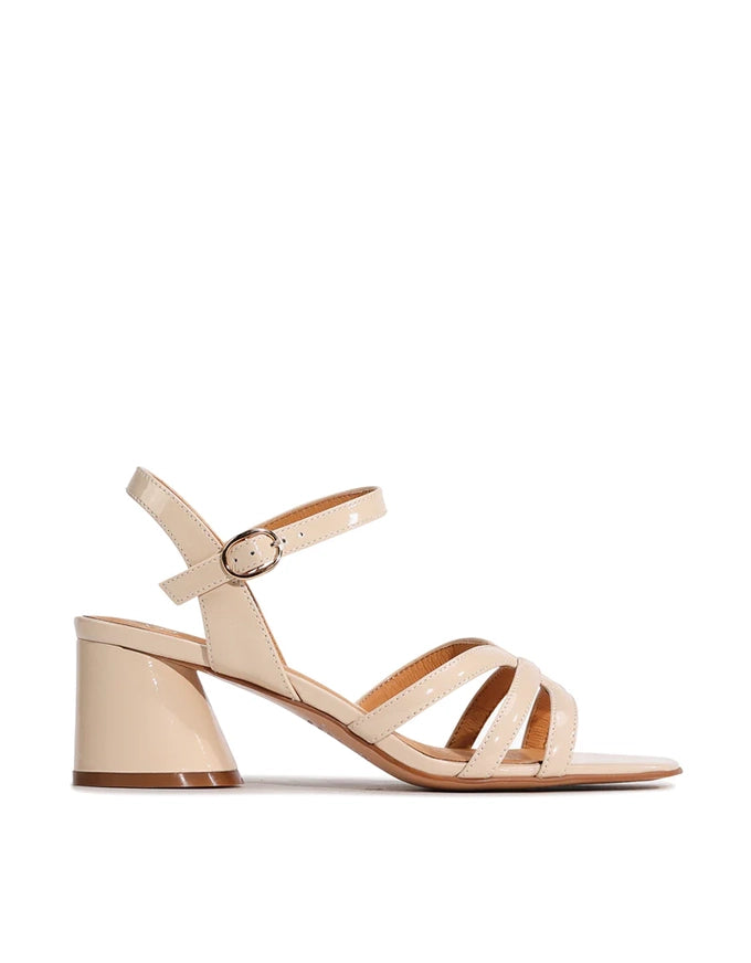 PETAH Heels Beige Crinkle Patent Leather