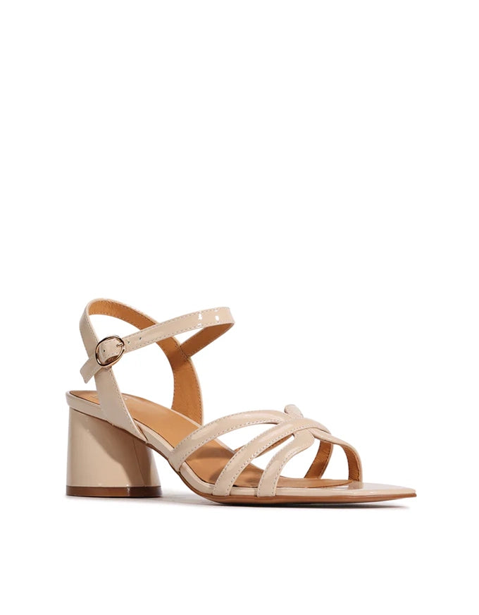 PETAH Heels Beige Crinkle Patent Leather