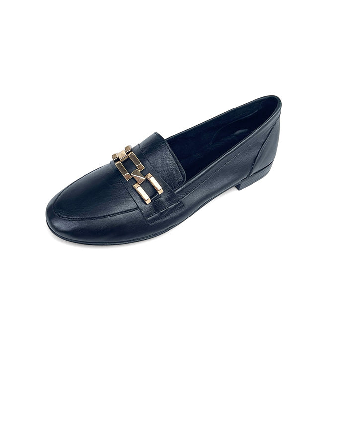 Gyor Flats Black Leather