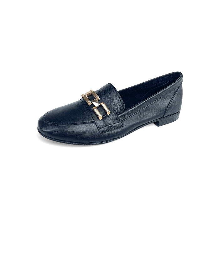 Gyor Flats Black Leather