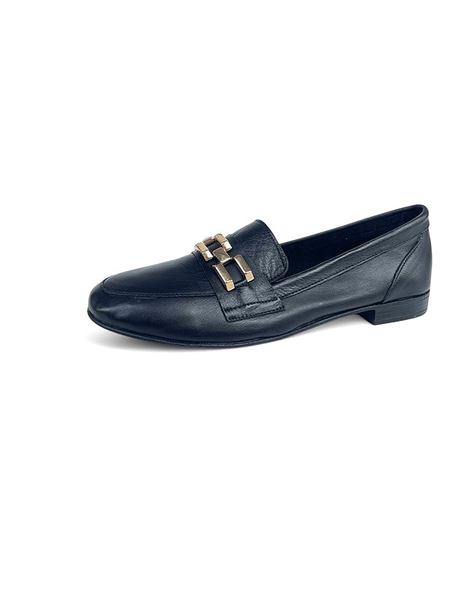 Gyor Flats Black Leather