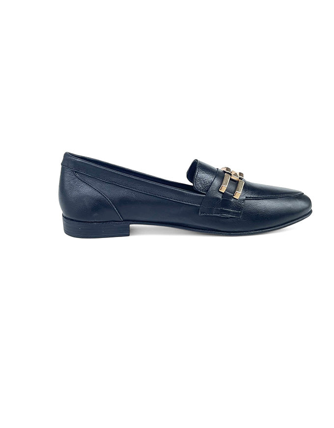 Gyor Flats Black Leather