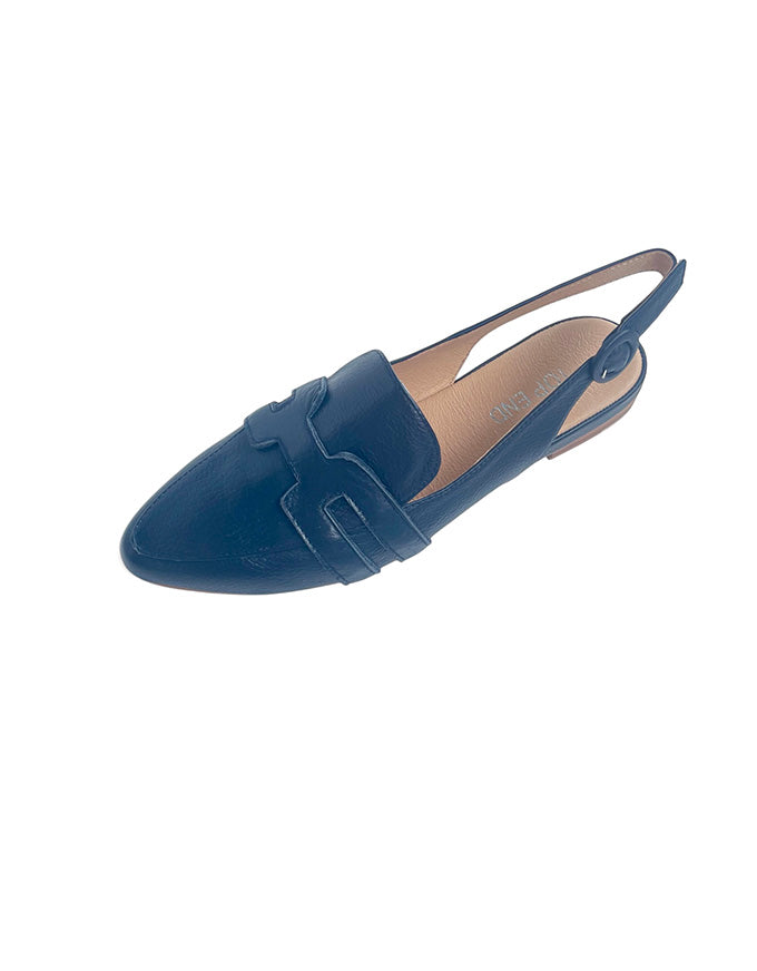 Falti Flats Navy Leather