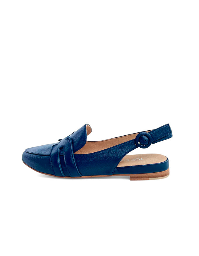 Falti Flats Navy Leather