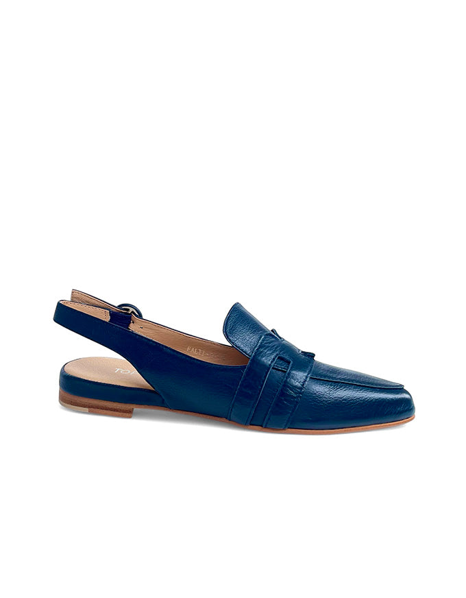 Falti Flats Navy Leather