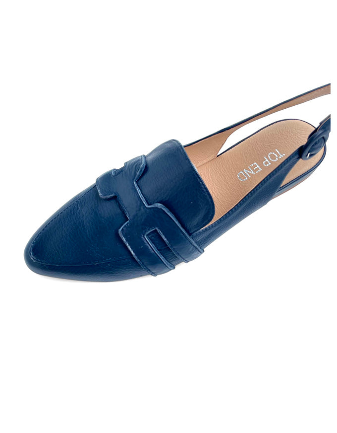 Falti Flats Navy Leather
