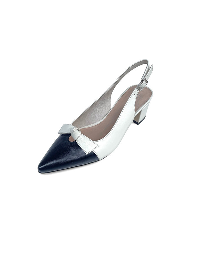 Aymay Heels Black/Ivory Leather