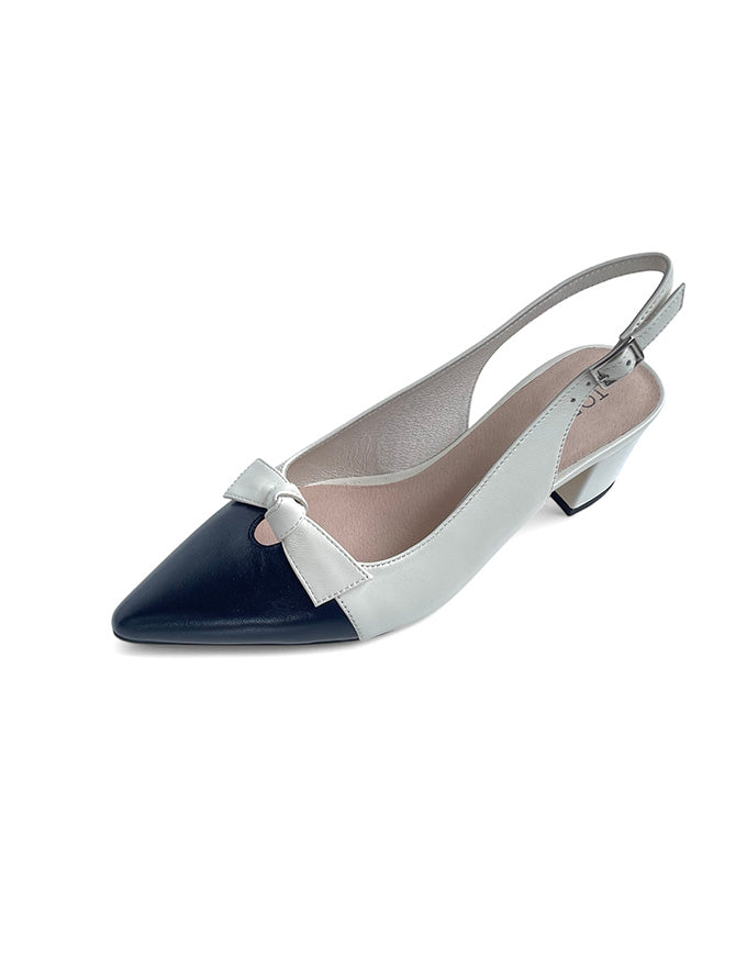 Aymay Heels Black/Ivory Leather