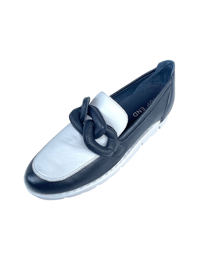 Erora Navy/White Leather Loafers