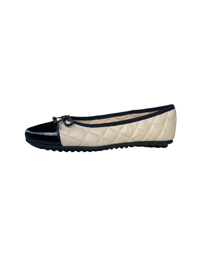 Bookie Flats Black Patent/Milk Leather
