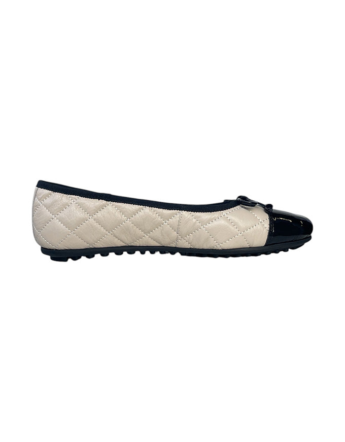 Bookie Flats Black Patent/Milk Leather