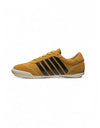 Yellow sneaker with black stripes 