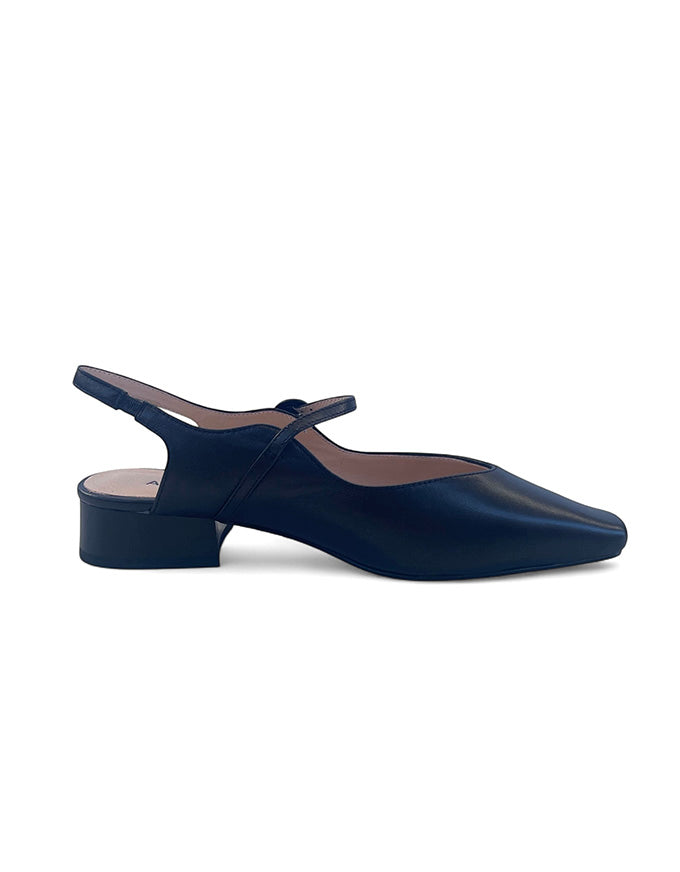 Black shoe with a strap