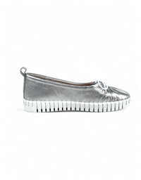 Halimas Flats Silver White Leather