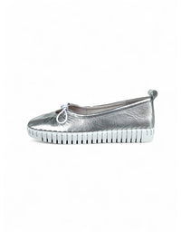Halimas Flats Silver White Leather