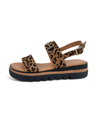 SABRI Leather Sandals Tan Leopard Pony