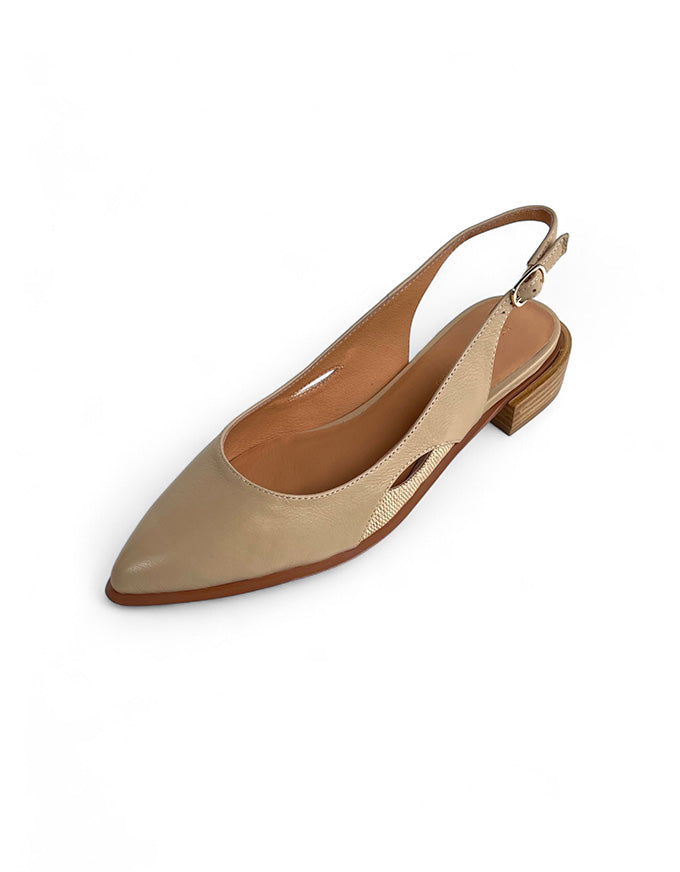 Equip Leather Raffia Flats Camel
