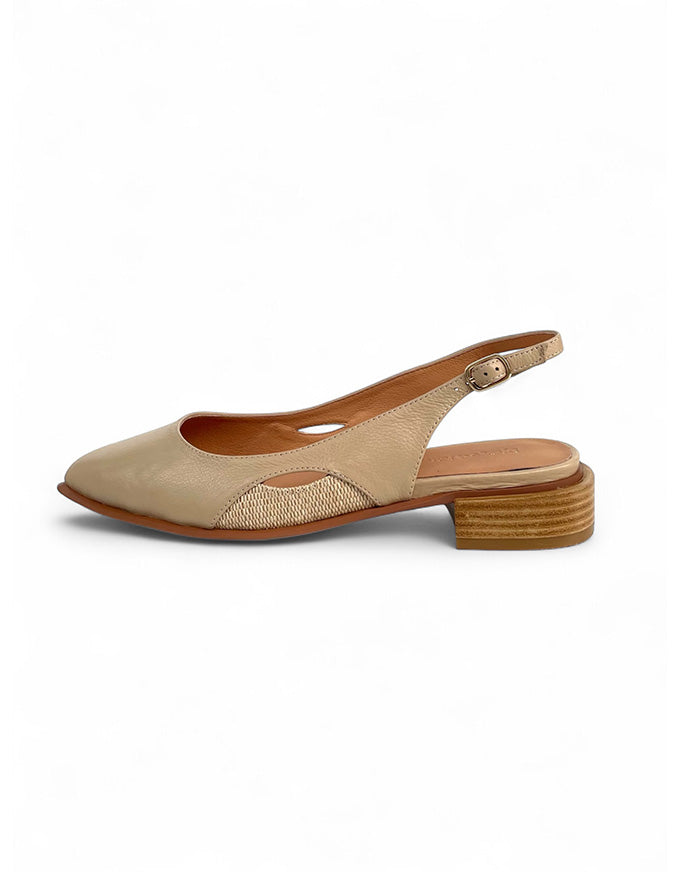 Equip Leather Raffia Flats Camel