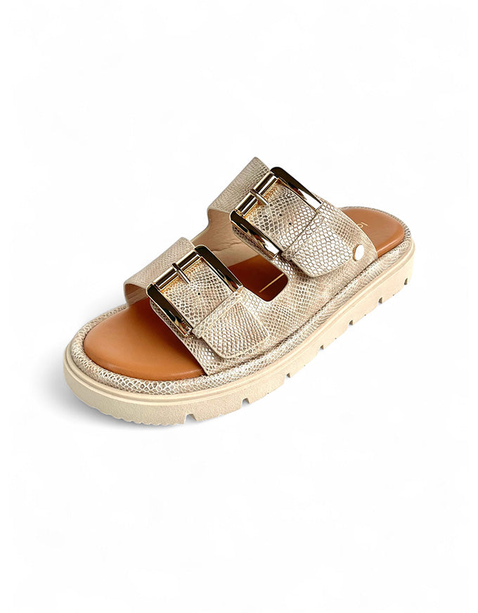 TOLEDO Beige Lizard Sandals