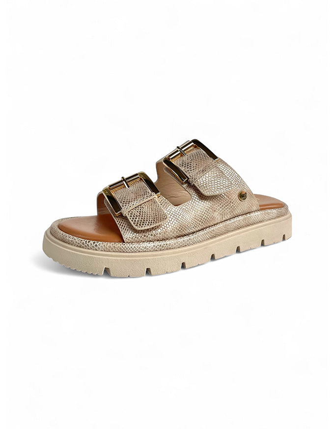 TOLEDO Beige Lizard Sandals