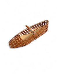 Taints Flats Tan Crinkle Patent