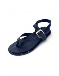 Vegetal Studded Sandals Black Leather