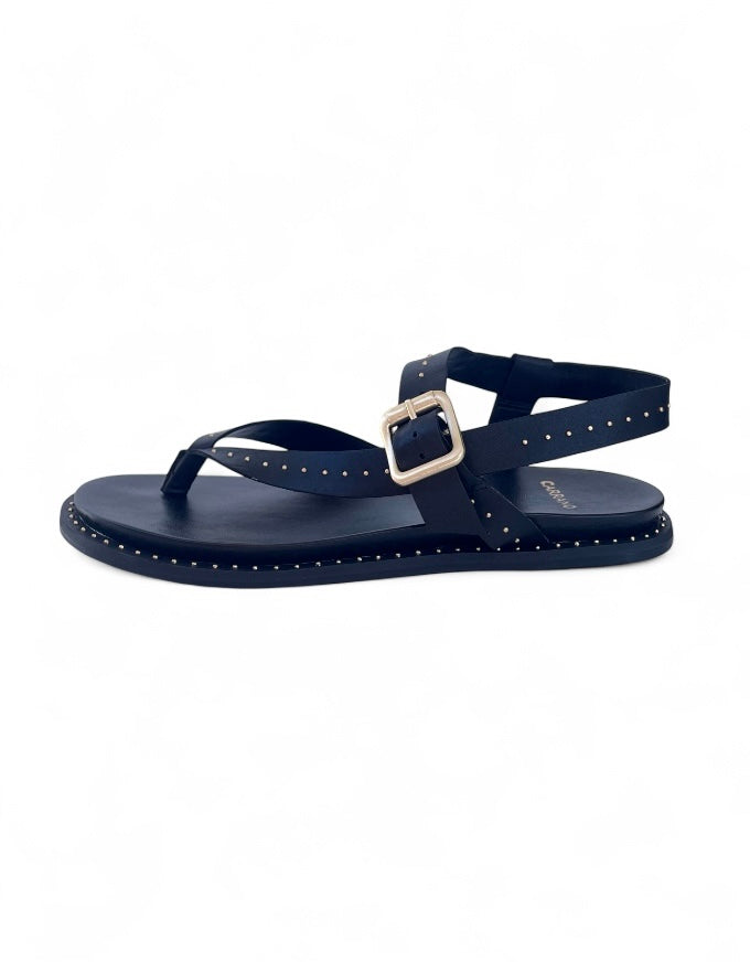 Vegetal Studded Sandals Black Leather