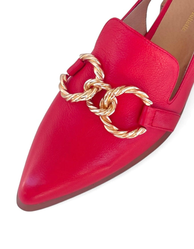 Elynn Pointed Red Leather Flats