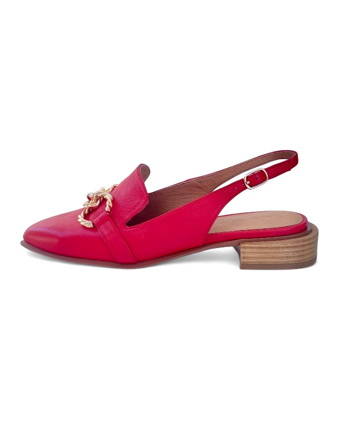 Elynn Pointed Red Leather Flats