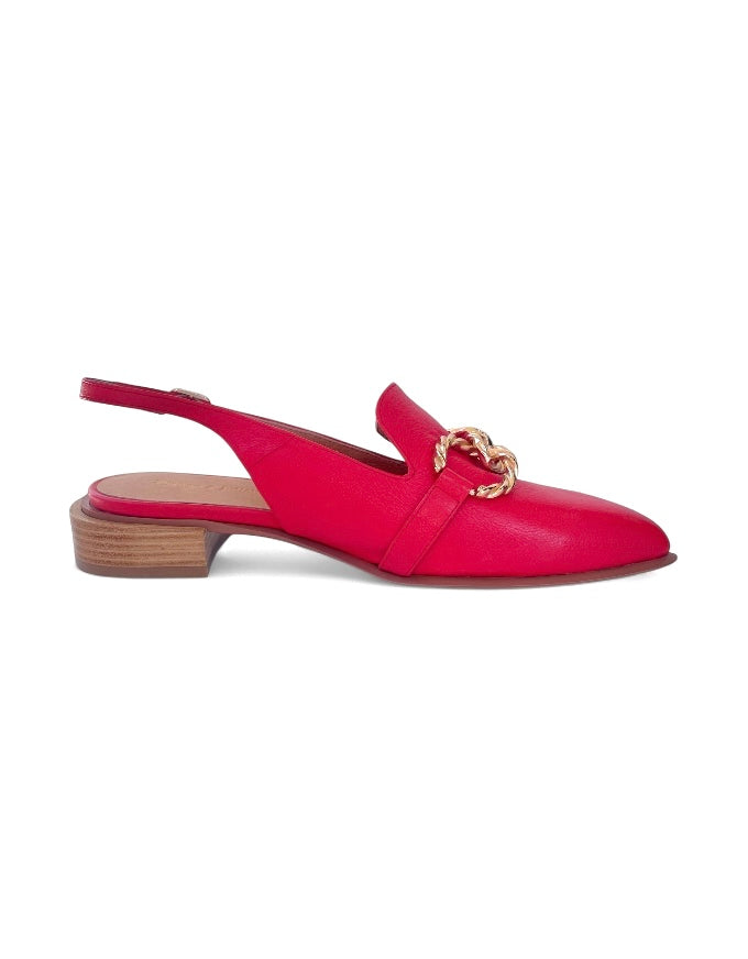 Elynn Pointed Red Leather Flats