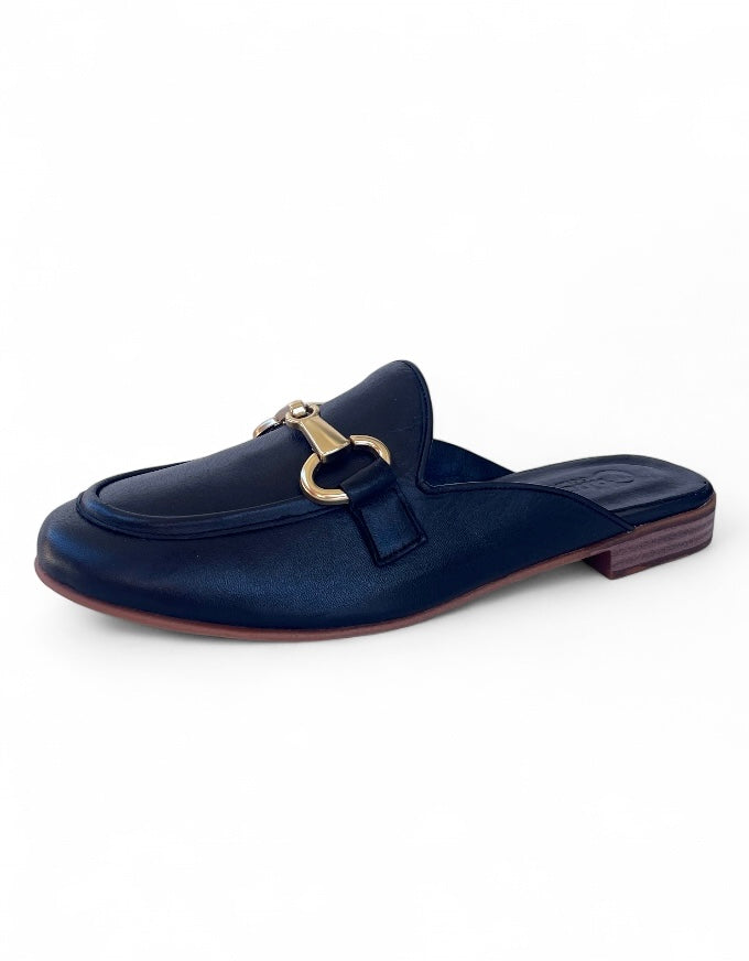Gaze Slides Black Leather