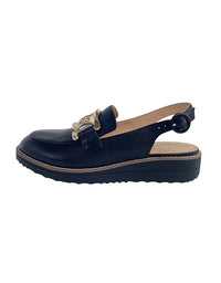 Ozten Black Leather Flats