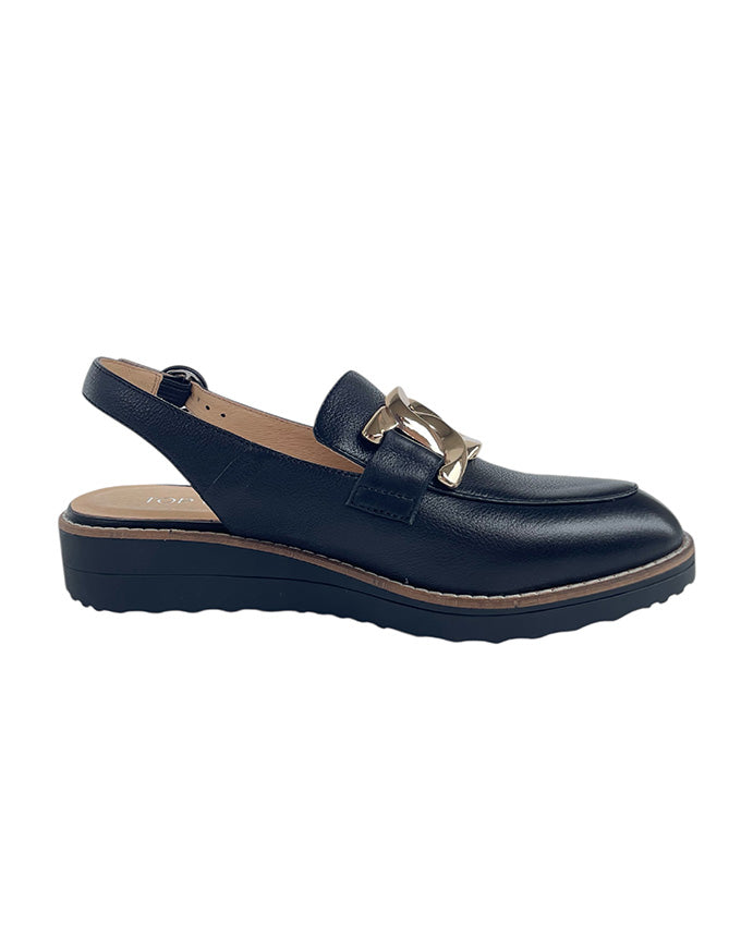 Ozten Black Leather Flats