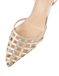 Toria Heels Platinum Crinkle Leather