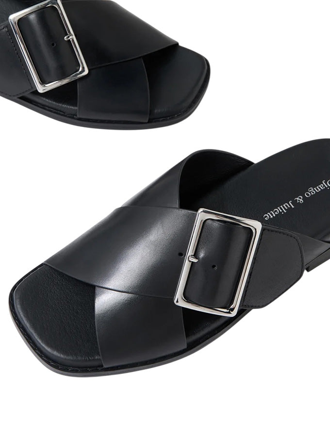 EFRI Sandals Black Leather
